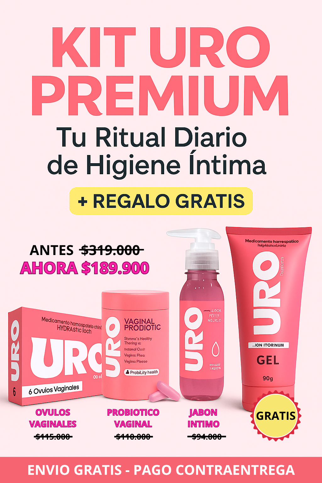 Bye Infecciones, Mal Olor y Picazón – ¡Bienvenida Salud Íntima! – ¡Kit URO PREMIUM Completo!
