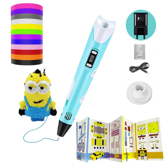 Lápiz 3D Pen + 3 filamentos  GRATIS 🎨 – Crea, Juega y Aprende Dibujando en 3D